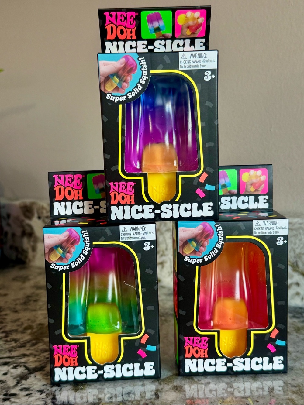 3 Authentic Needoh Nice-Sicle Popsicle Stress Toy - NeeDoh Brand Schylling